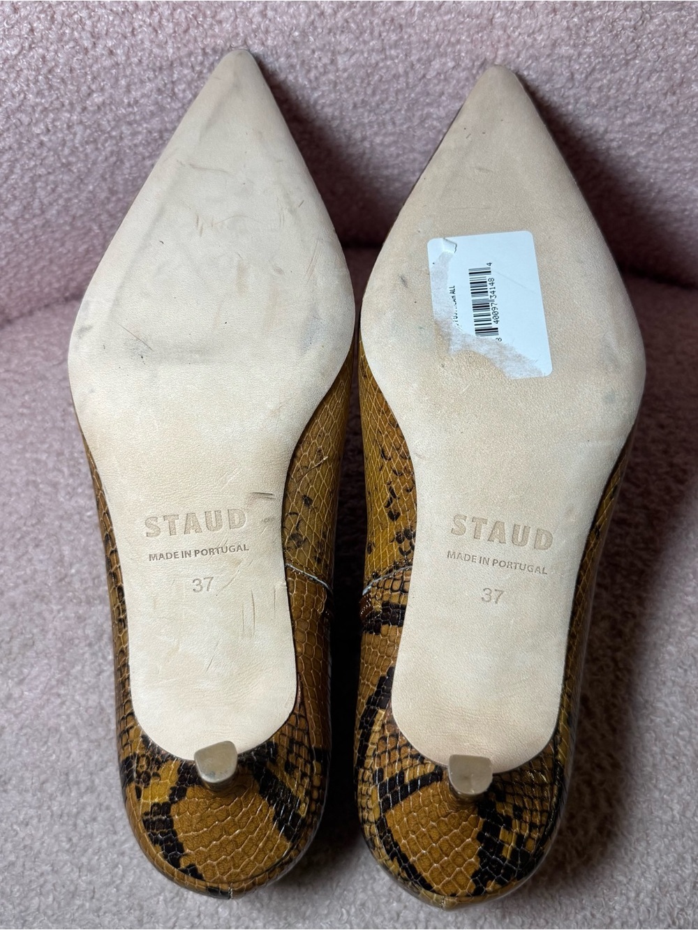 New Staud Pointed Toe Ankle Booties 100% Leather Snakeskin Size EU 37 US 7 - Picture 9 of 9
